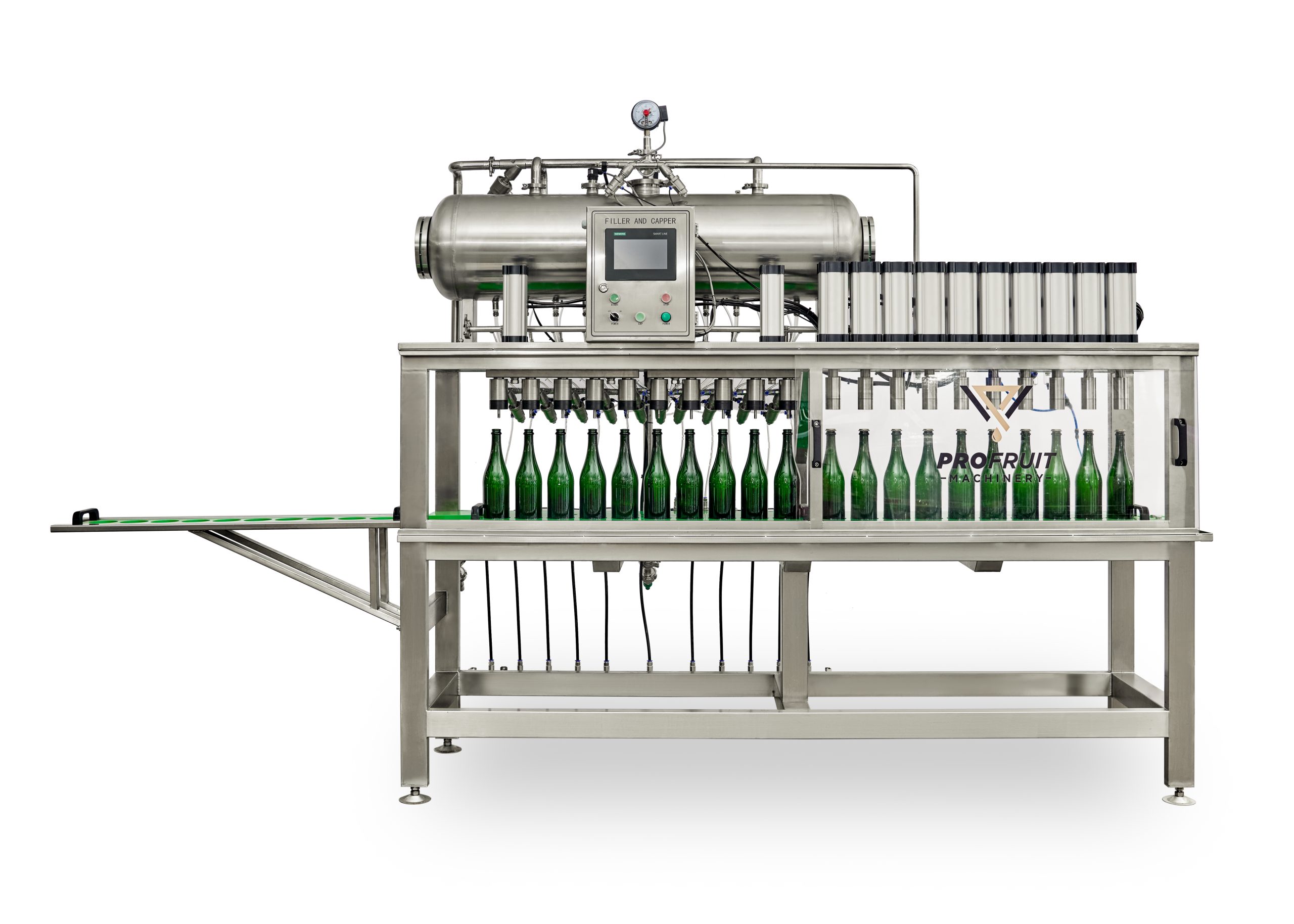 Halvautomatisk 10 hoder isobarisk filler med kronelokk — produktbilde fra ProFrukt