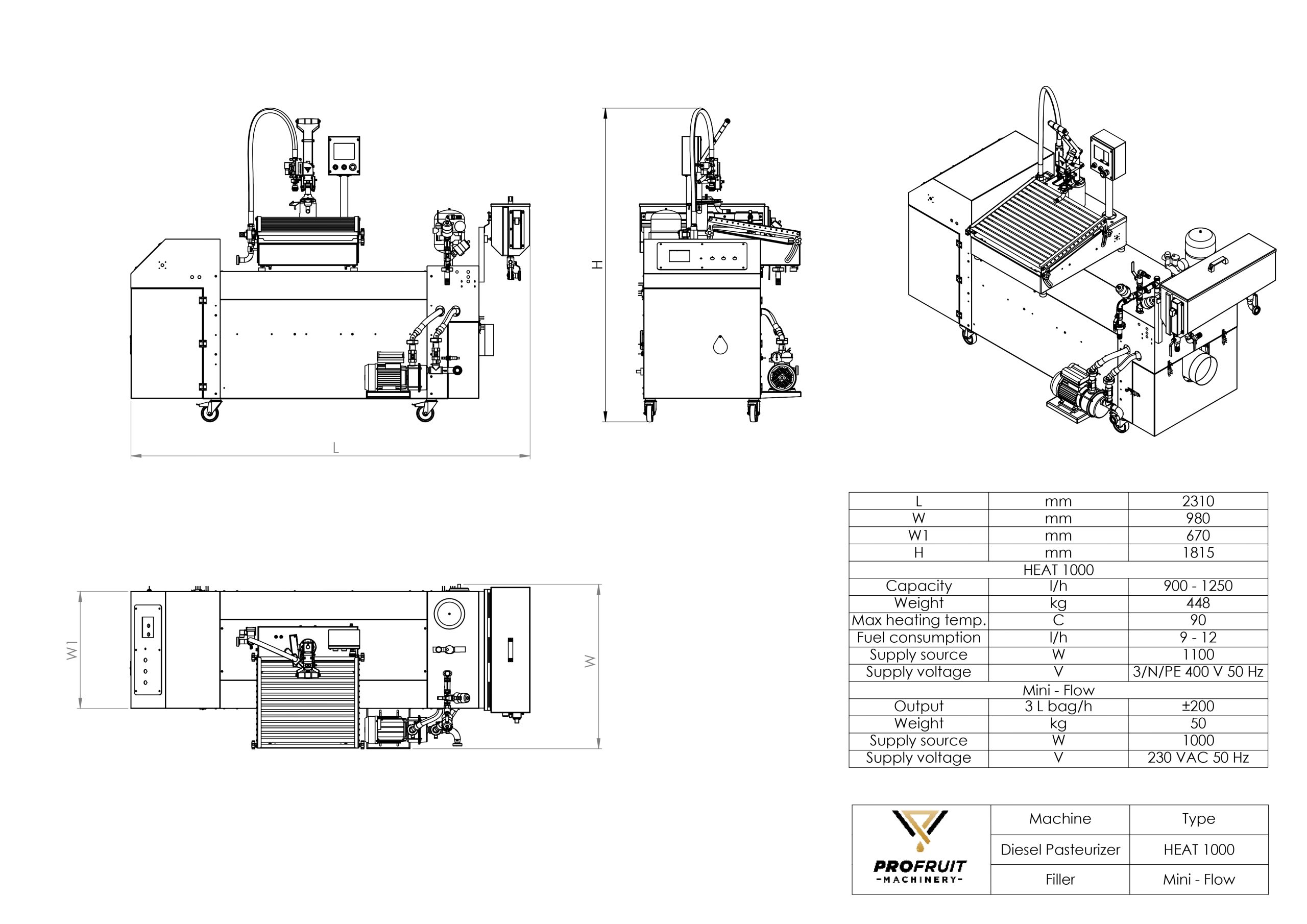 Diesel pasteurisator HEAT 1000 med Miniflow-fyller — miniatyrbilde 8